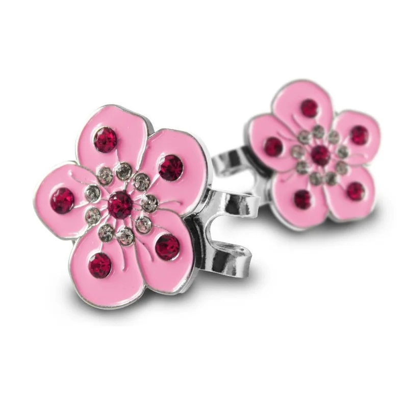 

Women's Golf Hat Clip Sparkling Diamond Flower Mark Golf Ball Marker with Hat Clip