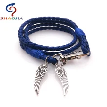 8 цветов Горячая Распродажа модный Многослойный кожаный браслет! Очаровательные браслеты для женщин! тренд мужской браслет с крыльями ангела