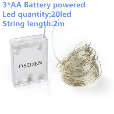 3AA battery 2m 20led Гирляндовый светильник, светодиодная гирлянда, 1-10 м, USB, на батарейках, для улицы, теплый белый/RGB, фестиваль, Свадебная вечеринка, украшение, сказочный светильник - Испускаемый цвет: 3AA battery 2m 20led