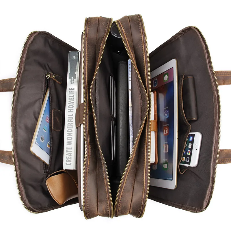 J.M.D винтажная кожаная сумка для ноутбука, мужской портфель, сумка-портфель, сумка-мессенджер, 7388R