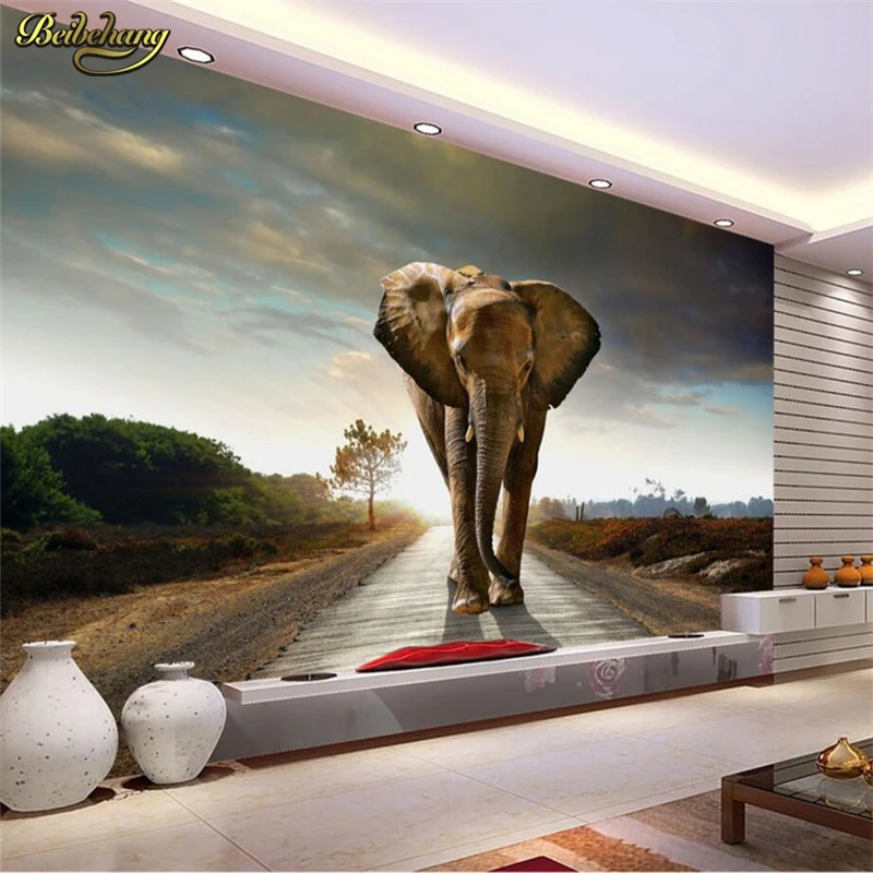 

beibehang Custom Elephant Papel De Parede 3D flooring Wall Mural Wall paper Mural Paintings Living Room wallpaper for walls 3 d