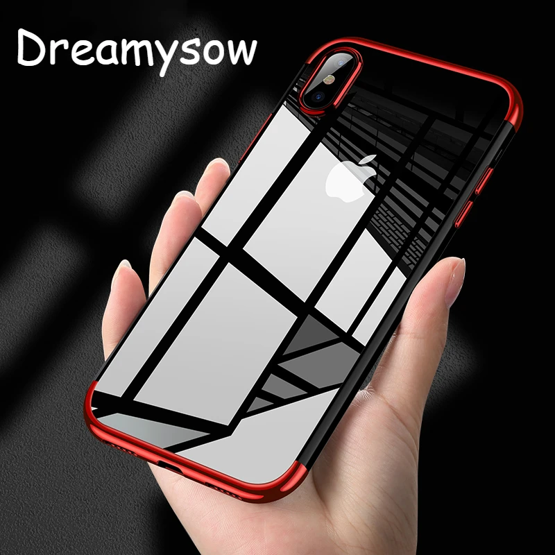 

Luxury Silicone Clear Soft TPU Cover For iPhone 7 8 6 6s Plus 5S Plating Phone Case For iPhone X XS Max XR 11 Pro Max Case