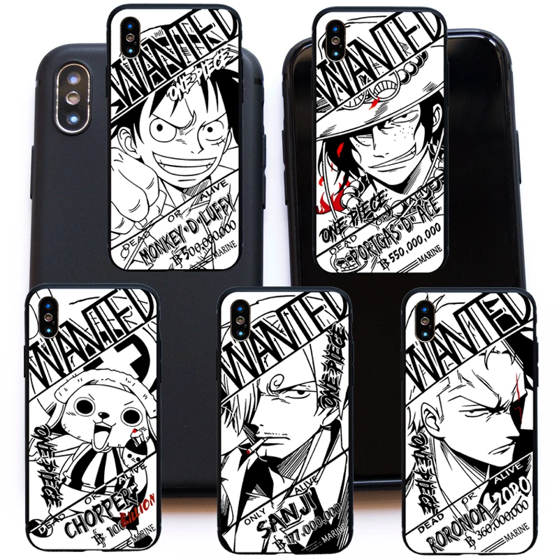 Cartoon One Piece Sketch Luffy Ace Case For Iphone 6 6s Plus 7 8 Plus Soft Cover Case For Iphone 5s Se X Xs Max Xr Funda Coque Case For Iphone Silicone Casecase For