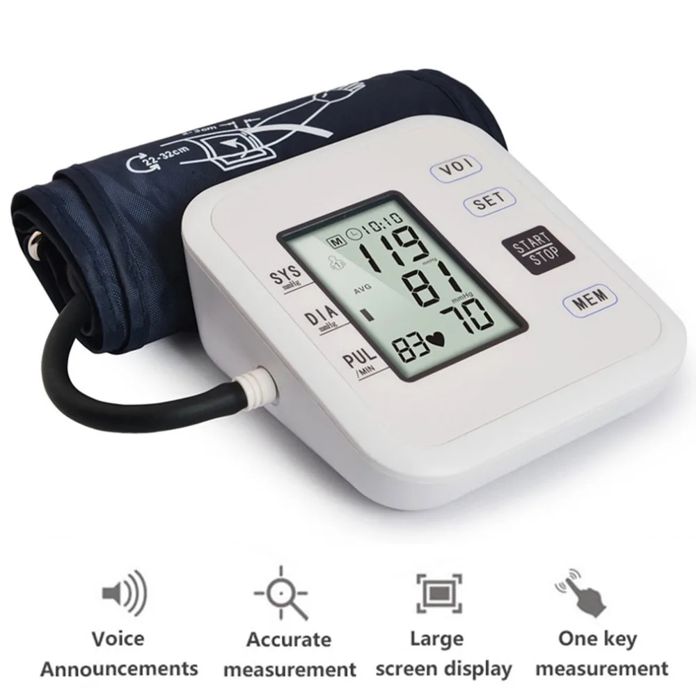

Home Health Care 1pcs Digital Arm Blood Pressure Monitor Set Tonometer Heart Beat Portable Meter for Measuring And Pulse Rate