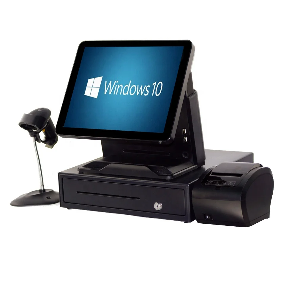 Compoxxb Windows pos терминал 15 дюймов Точка продаж система терминал сенсорный экран pos терминал Ресторан заказ машина - Цвет: POS1618P-black