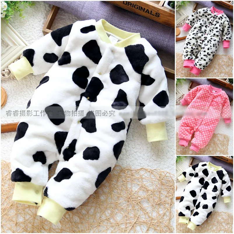 

Newborn Baby boy girl rompers baby clothes coral fleece fabric tier long-sleeve romper for spring and winter baby jumpsuit