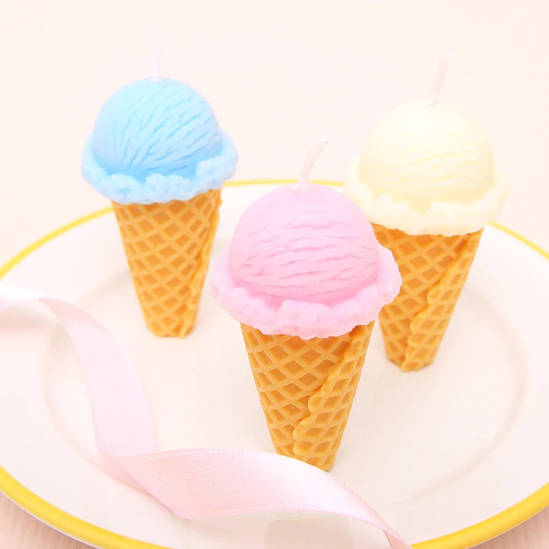 

Creative Children's Birthday Candles Candy Color Ice Cream Candles Birthday Cake Decoration Candles 3 Pieces Birthday Decoration