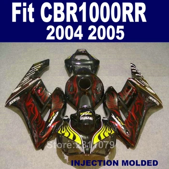 

100% injection mold fairing kit for Honda CBR1000RR 04 05 yellow red flames black fairings set CBR1000RR 2004 2005 GGY01
