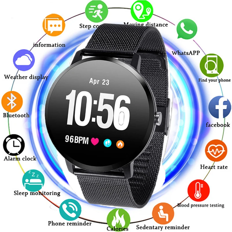 

Hot Sell V11 Smart Watch Tempered Glass Activity Fitness Tracker Sport Smartwatch IP67 Waterproof Heart Rate Monitor Men Women