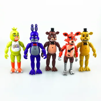 

5pcs/lot 5.5 inch Five Nights At Freddy's FNAF Foxy Gold Freddy Chica Freddy PVC Action Figure Toy for kids christmas gifts