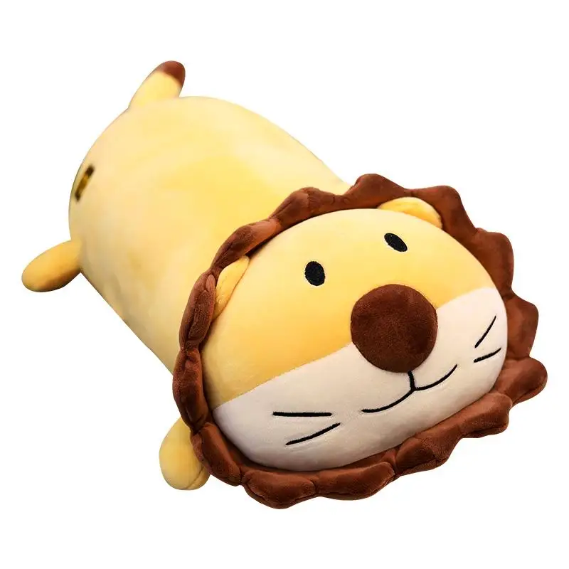 45-80 cm fluffy cotton soft prone Lion Plush Toy cute girl with sleeping pillow prone lion doll