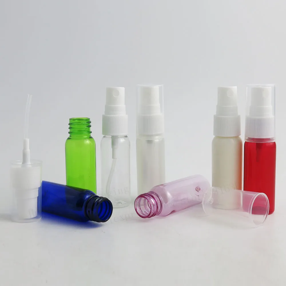 

100 X 20ml Blue White Green Pear Purple Clear Travel Refillable PET Plastic Mist Sprayer Perfume Bottles Parfum Atomizer
