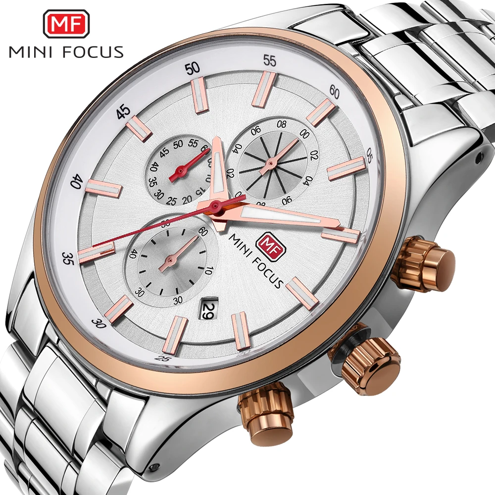 

MINIFOCUS Sport Men's Watch Men Quartz Wristwatch Waterproof Shockproof Steel Band 4 colors Army Male Clock Relogio Masculino