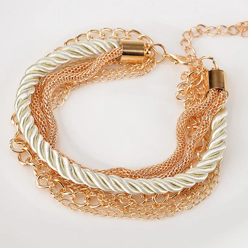 

VWKTUUN Rope Chain Bracelet Ladies Gold Color Chain Bracelets Bangles Women Costume Jewelry Pulseira Masculina Hot Bracelets