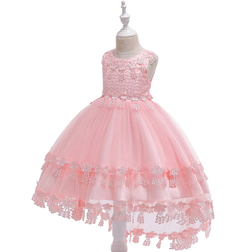 Lush Бисер Детские платья для девочек цветочные аппликации Праздничное платье для девочек Вышивка Свадебное бальное платье, платье принцессы Vestido для девочек