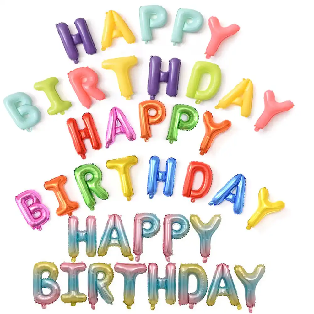 Dessin Anime Chapeau 16 Pouces Lettres Joyeux Anniversaire Feuille Ballons Joyeux Anniversaire Fete Decoration Enfants Alphabet Air Ballons Bebe Chapeau Aliexpress