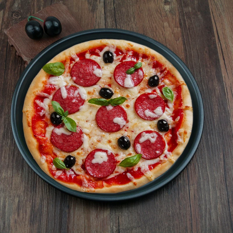 

Non-Stick Carbon Steel Thicken Round Pizza Pans Baking Dish Bakeware Tray