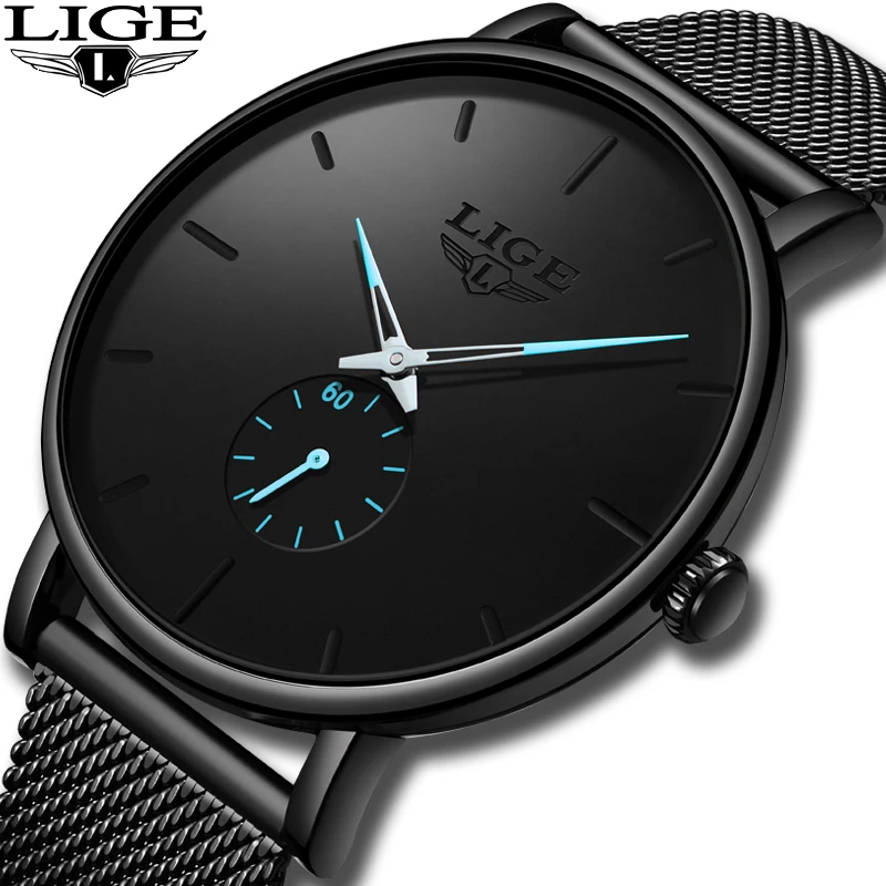 LIGE 2019 nouvelle mode sport hommes montres Top marque de luxe étanche Simple Ultra-mince montre Quartz horloge Relogio | Наручные часы