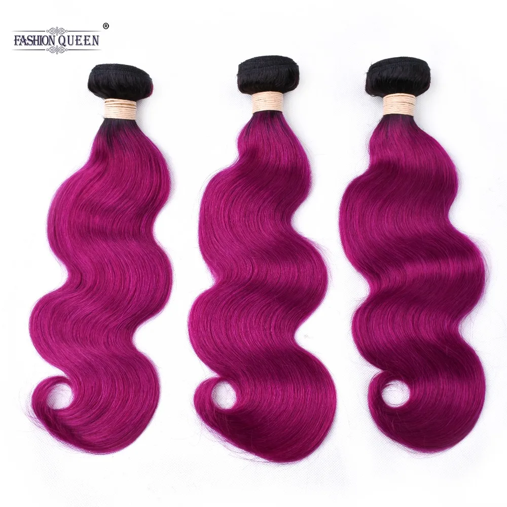 Brazilian Body Wave 3 Bundles Purple Human Hair Bundles Weaving T1B