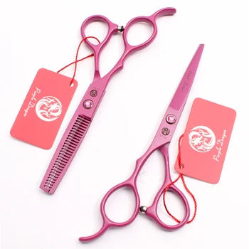 

Z8001 6" Japan Steel Purple Dragon Pink Professional Barber Clipper Cutting Shears Thinning Scissors Left-Hand Hair Scissors Kit