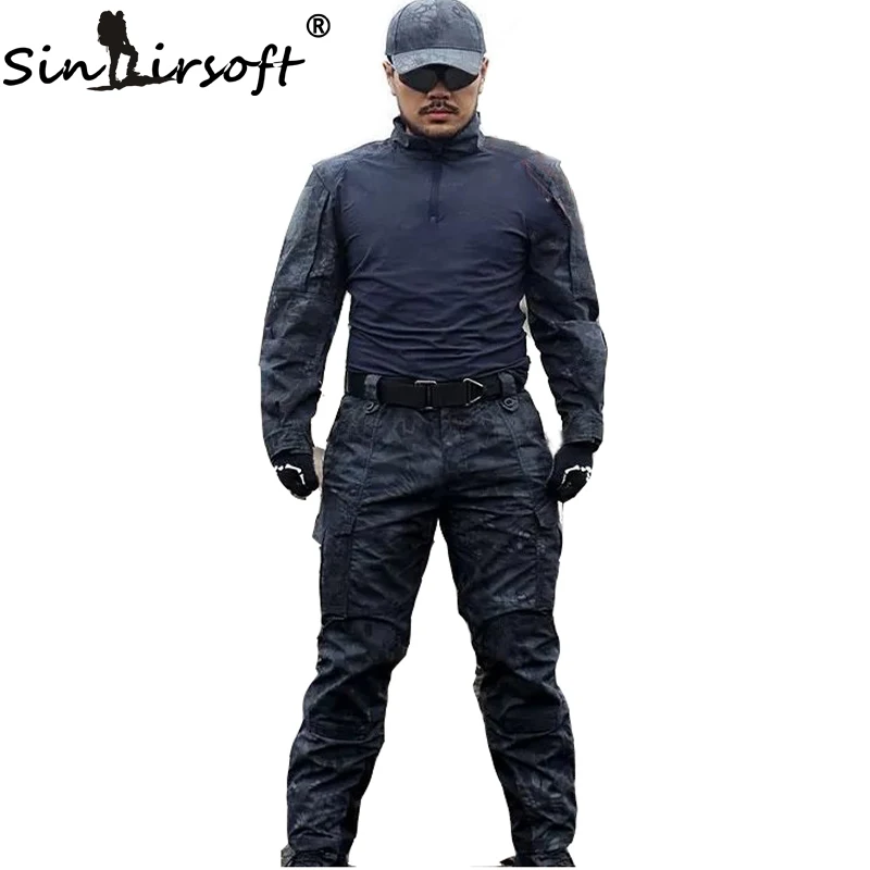 TACTICAL Outdoor Men Python Camouflage Hunting Clothes Uniforms Shirt AND Pants Military Set Of Pullovers Trousers Multicam Camo
