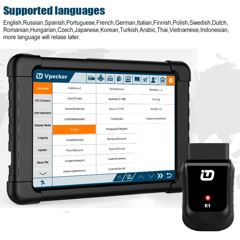 VPECKER E1 Wifi полная система OBD2 автоматический сканер TPMS ABS SAS подушка безопасности EPB сброс масла многоязычный ODB2 диагностический инструмент Бесплатное обновление