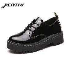 FeiYiTu/Туфли-оксфорды на плоской подошве в британском стиле; женские весенние оксфорды из мягкой кожи; повседневная обувь на плоской подошве; женская обувь на шнуровке в стиле ретро; Bro