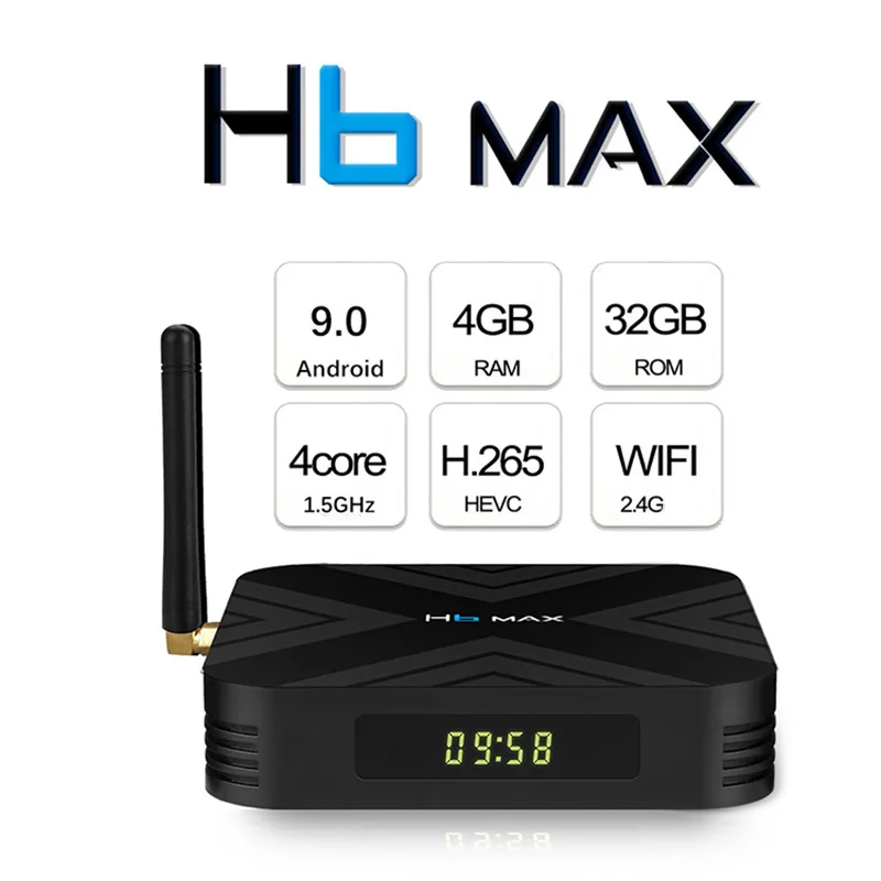 10 шт H6 MAX 4 GB 32 GB Android 9,0 ТВ BOX Allwinner H6 4 ядра 2,4G WI-FI 4 K H.265 внешний WI-FI 100 M Lan Smart Media Player