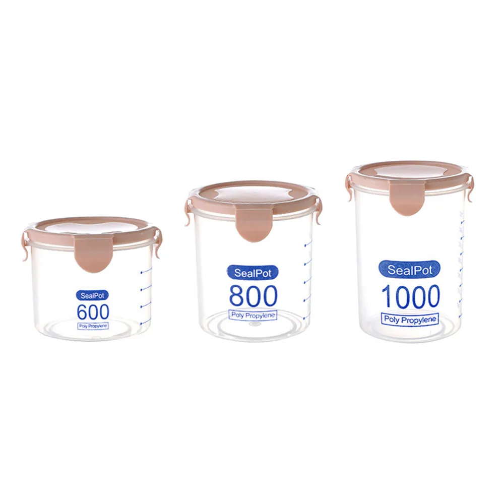 

3PCS Kitchen Storage Box Sealing Food Preservation Plastic Fresh Pot Container Double-deck Dried Fruit Organizer Storage #80