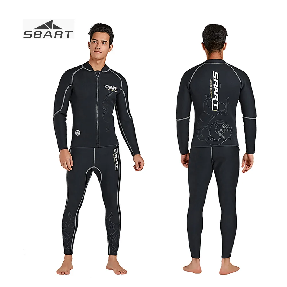 

Sbart Men's 3mm Neoprene Wetsuit Separated Jacket Pants Toweling Lining Coldproof Thermal Diving Suit for Deep Diving Snorkeling