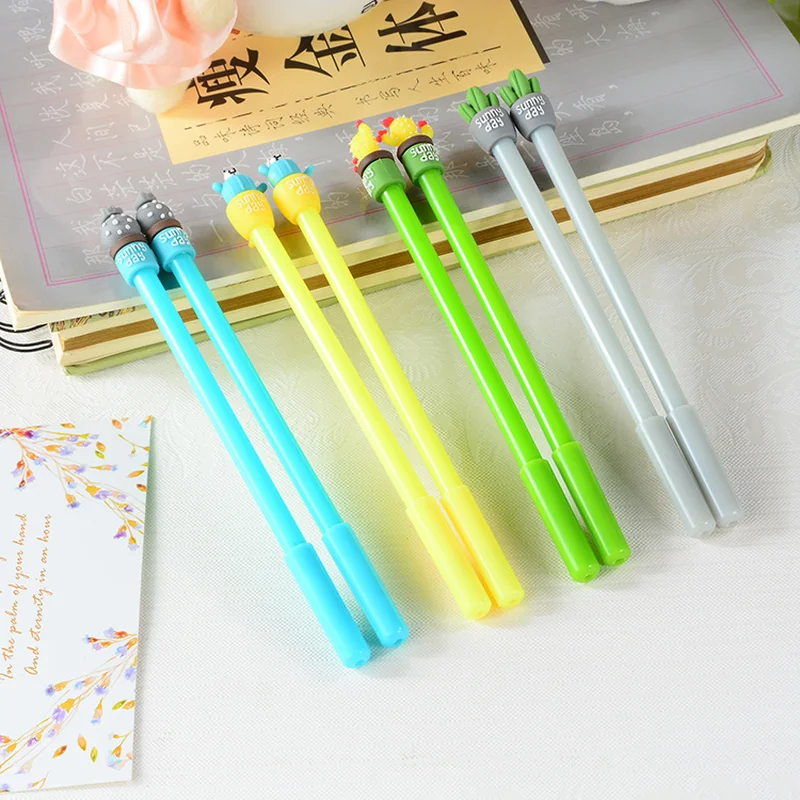 80 pcs Pen Wholesale Creative Lovely Personality Cactus Plants Potted Students Writing Neutral Pen Kawaii Stationery