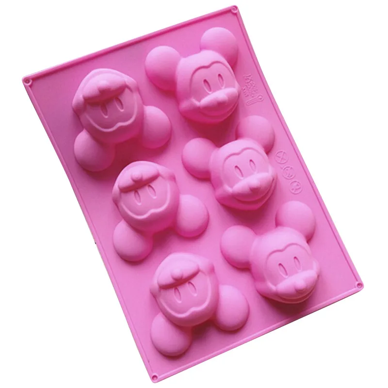 

Silicone 6 Mickey Mouse Cake Chocolate Cookies Baking Mould Ice Cube Soap Mold Tray New