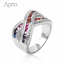 A & N 925 de Plata de Ley-Colorido de La Joyería de Circón Anillos Para Las Mujeres Noble Plata 925 Joyería de Lujo Del Partido el Mejor Amigo de Regalos