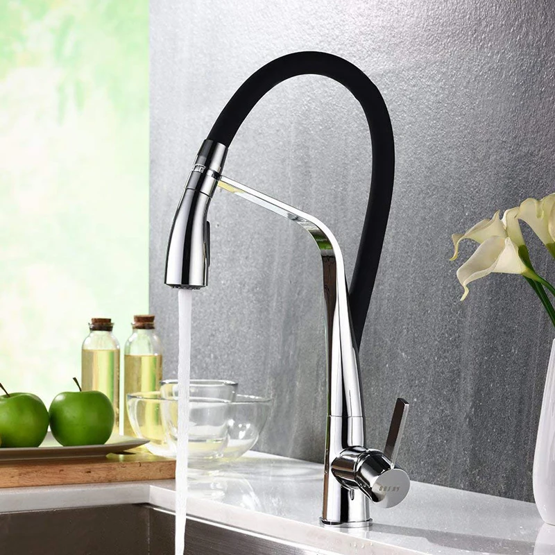 quyanre wanfan gappo chrome white black kitchen faucet singel handle mixer tap 360 rotation pull out spray kitchen mixer3222