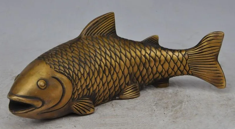 

christmas old chinese fengshui bronze Wealth Rich lucky animal fish goldfish statue halloween