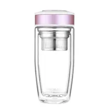 380 мл стеклянная бутылка для питьевой воды, ультра-прозрачная непроливающаяся прочная двухстеновая боросиликатная стеклянная чашка для чая с фильтром, 490 г