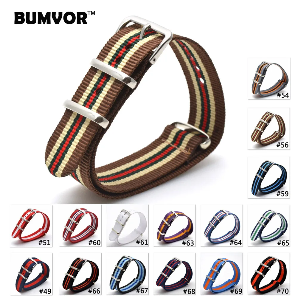 BUMVOR 10pcs Watch Band Luxury Nylon Fabric 18mm 20mm 22mm Alloy Buckle Watch Accessories Colorful Stripe Watchbands Sport Band BUMVOR 10pcs Watch Band Luxury Nylon Fabric 18mm 20mm 22mm Alloy Buckle Watch Accessories Colorful Stripe Watchbands Sport Band