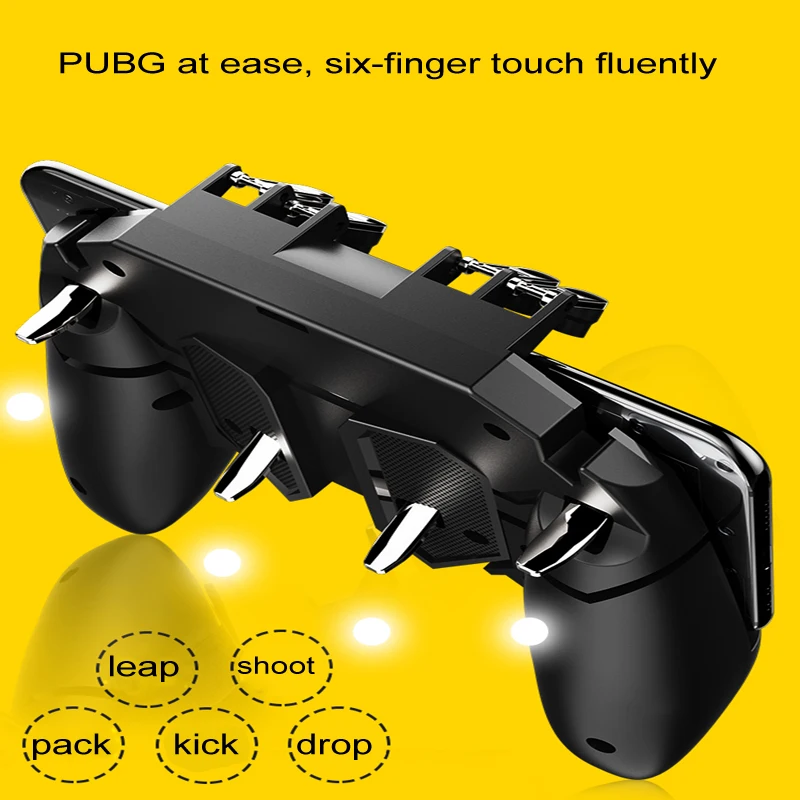 Mobile PUBG Controller Turnover Button Gamepad for PUBG IOS Android Six 6 Finger Operating Gamepad Peripherals PUBG Controller