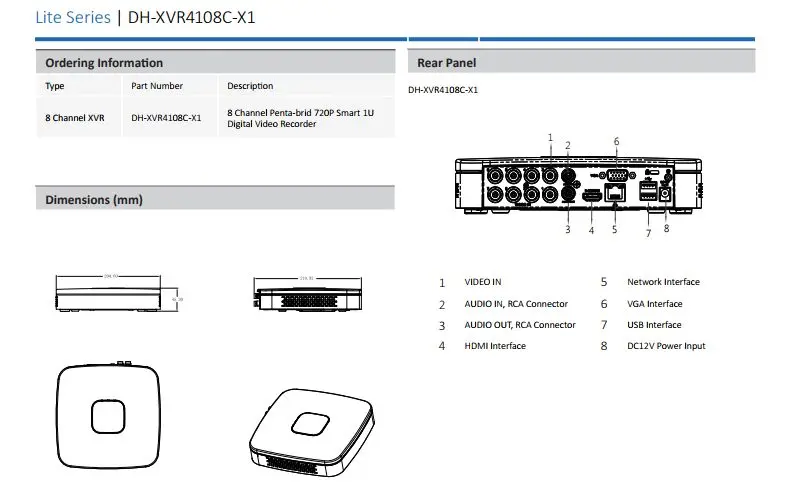 Сетевой видеорегистратор DAHUA XVR4104C-X1 XVR4108C-X1 4 канала пятиядерный ГП брод 720P Smart 1U цифрового видео Регистраторы XVR NVR HDCVR до 10 ТБ Емкость