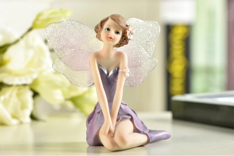 Красивая девушка смолы ангел домашний декор миниатюрный Цветок феи статуэтки статуи Свадебные украшения подарки на день рождения