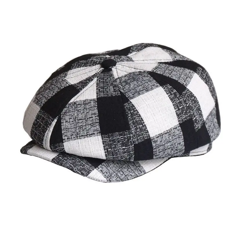 

Beckyruiwu Adult Summer Cotton and Linen Octagonal Hat Male Peaked Cap Lady Painter Hat Newsboy Hat Men Beret Caps 56-59cm