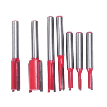 

THGS 7Pcs 1/4 Inch Shank Double Flute Straight Router Bit Set Woodworking Milling Cutter Router For Wood Endmill