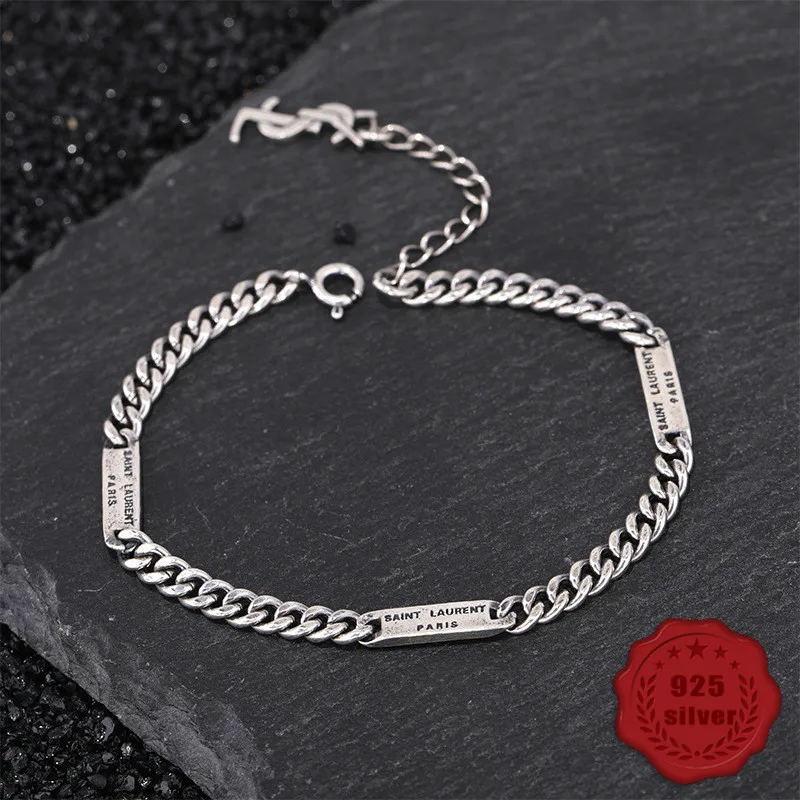 

S925 silver girl bracelet personality simple jewelry retro fashion student letter modeling birthday gift 2019 hot sale Bracelets