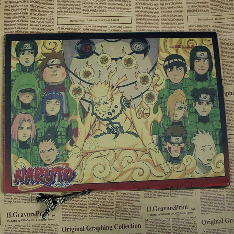 Винтаж аниме мультфильм Узумаки постер Naruto бар Детская комната Домашний декор комиксы Наруто ретро крафт-бумага живопись Наклейка на стену