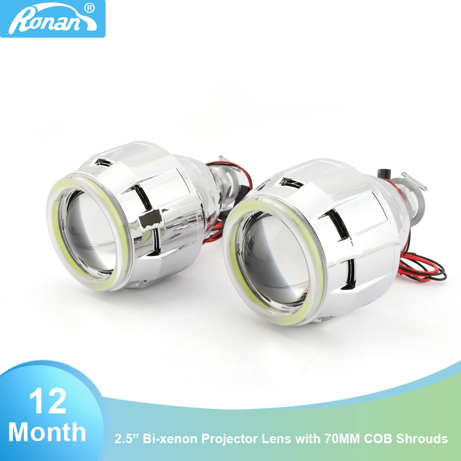2.5 Bixenon H1 Projector Lens Car Headlight Drl 70mm Cob Led Angel