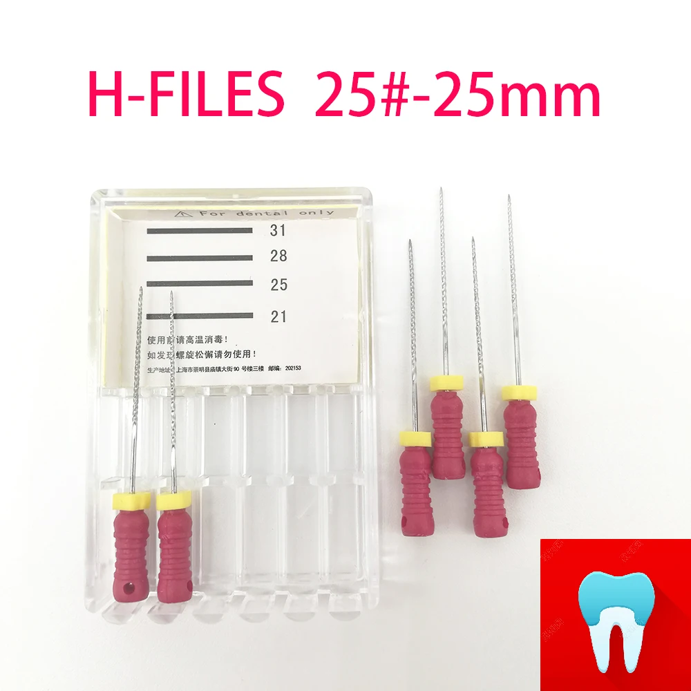 

6pcs 25#-25mm Dental Protaper Files H Root Canal Dentist Materials Dentistry Instruments Hand Use Stainless Steel H Files