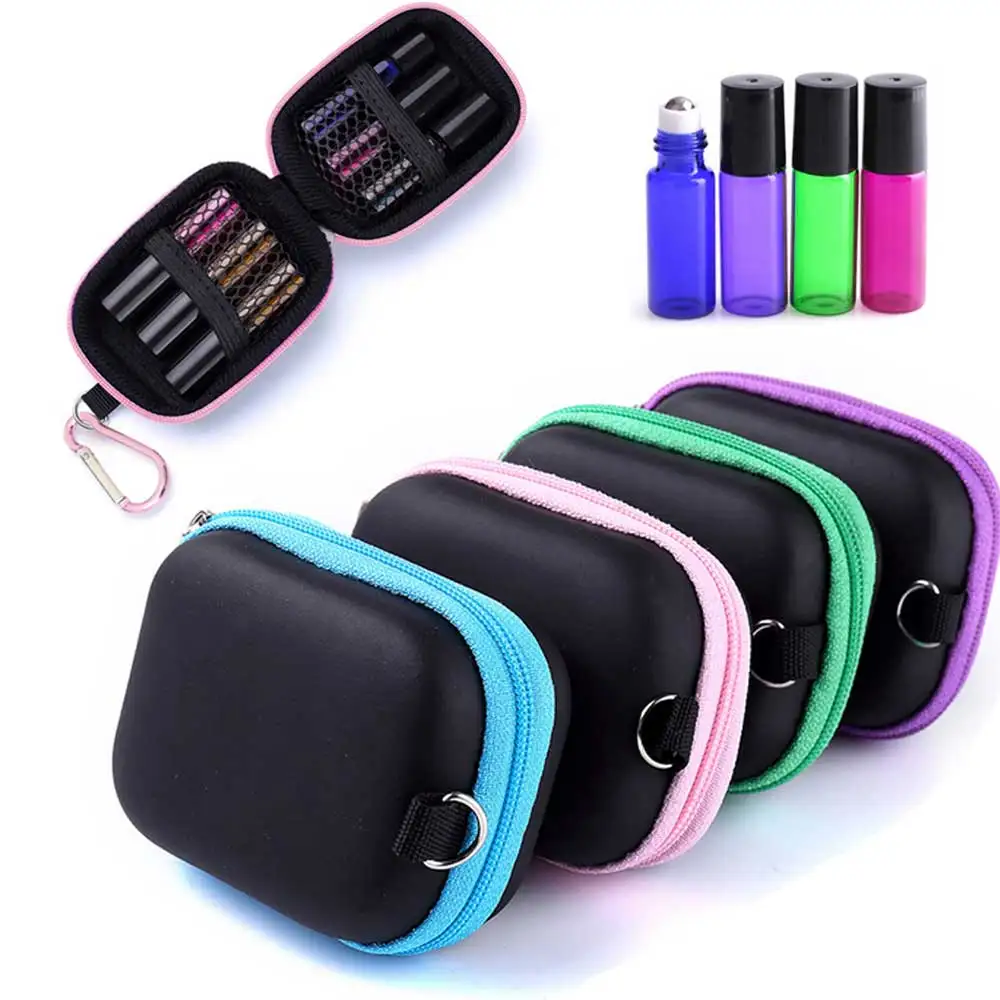

Travel Oils Storage Box 6 Slot Bottle Case Protects 5ml Rollers Essential Oils Bottle Bag Shockproof Cosmetic Bag With Carabiner
