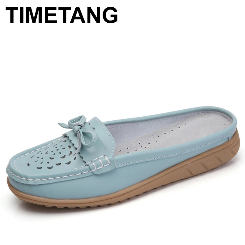 

TIMETANG 2018 Women Leisure Concise seasons shoes woman cutouts Butterfly-knot breathable genuine leather women's sandals C191