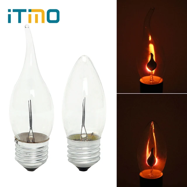 iTimo LED Edison Bulb E14 E27 3W Flame Fire Lighting Vintage Flickering