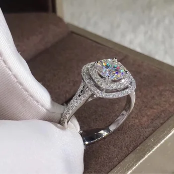 

Bonsoir 1.5 Carat Moissanite Solid 14K White Gold Ring Women Brand Ring Engagement Wedding Ring